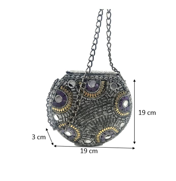 Exquisite Handmade Metal Mosaic Slingbag with Chain Strap