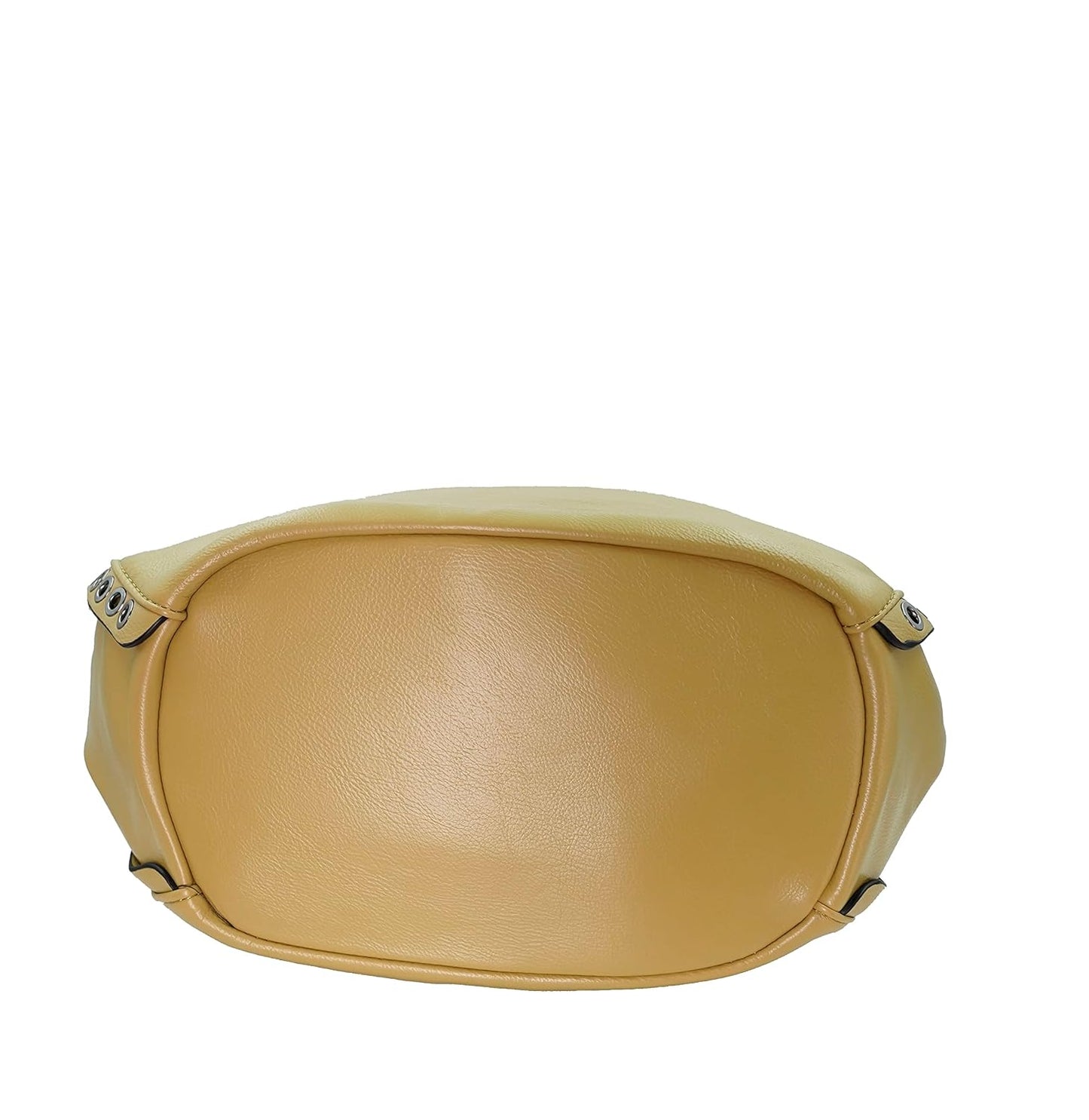 Chic Mustard Hobo Bag with Eyelet Trim and Strap