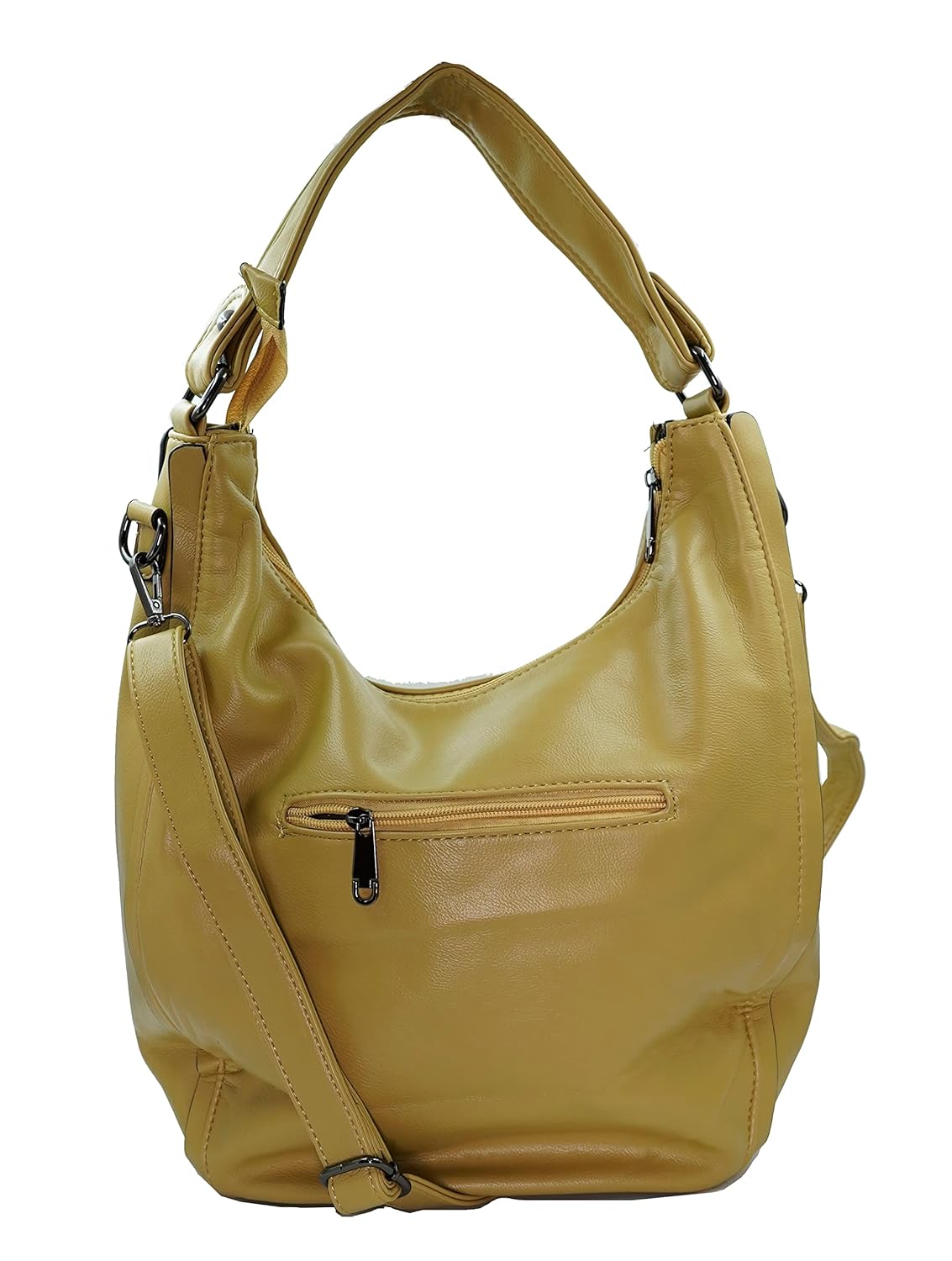 Chic Mustard Hobo Bag with Eyelet Trim and Strap