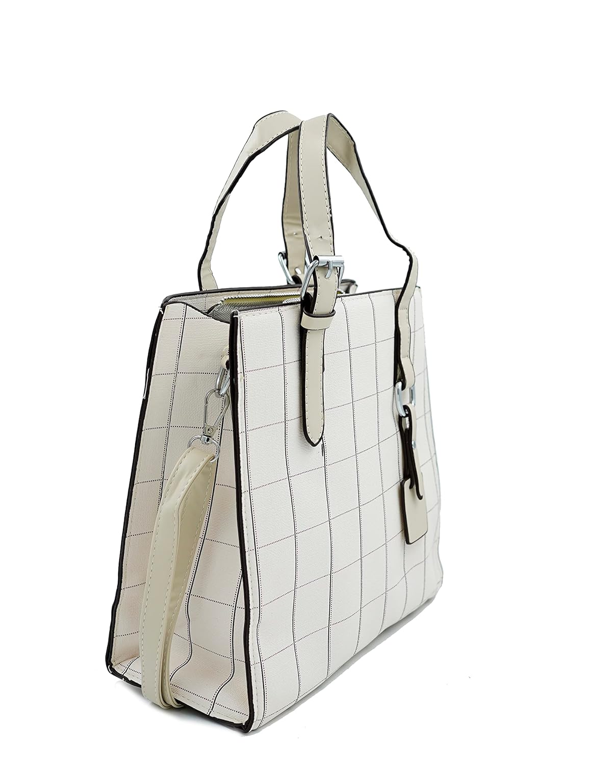 Textured-Geometric Patterned Handbag with strap