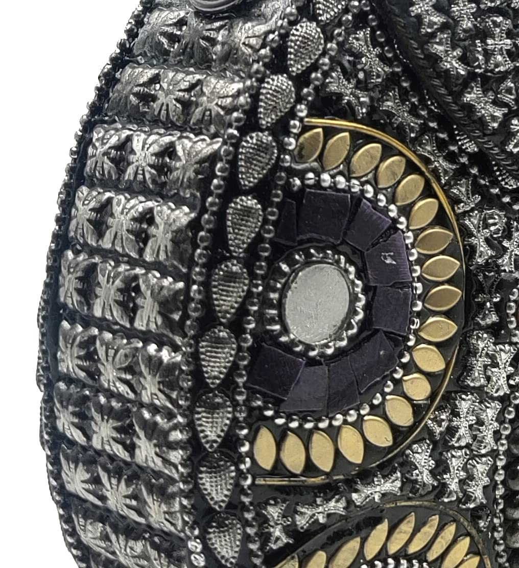 Exquisite Handmade Metal Mosaic Slingbag with Chain Strap