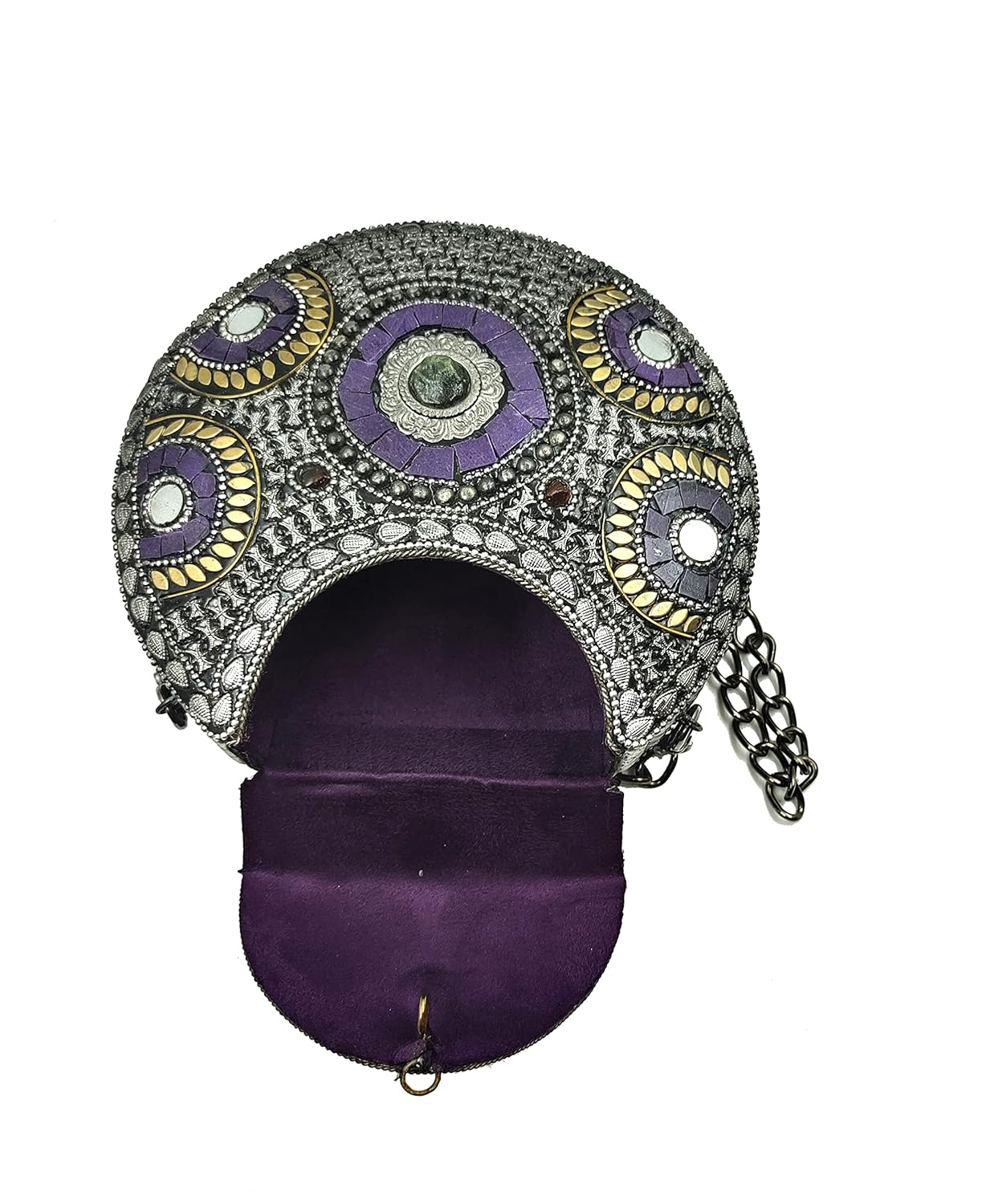 Exquisite Handmade Metal Mosaic Slingbag with Chain Strap
