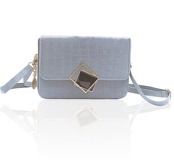 Croco Debossed Crossbody Bag with Adjustable Strap