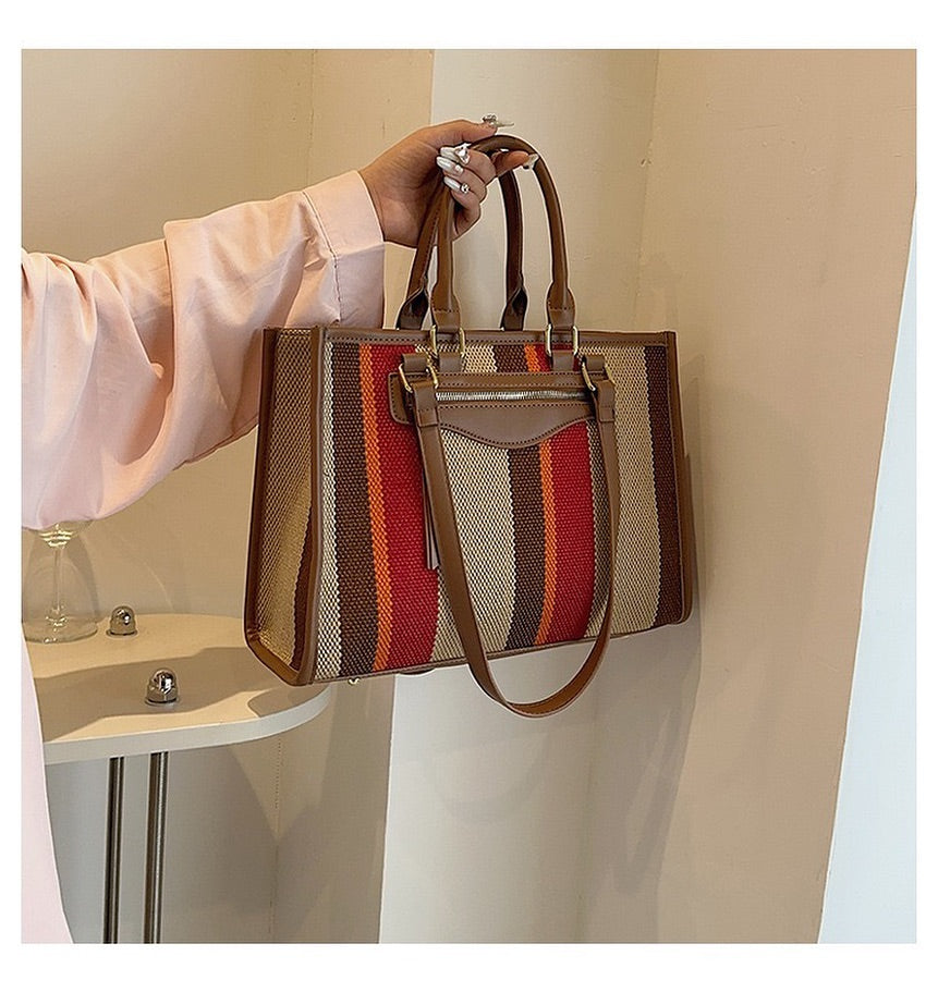 Stylish Multi-Color Striped Tote Bag Collection