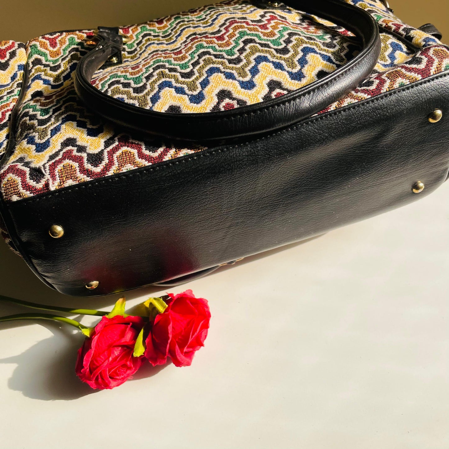 Classic Wave-Pattern Cotton Jacquard Tote Bag