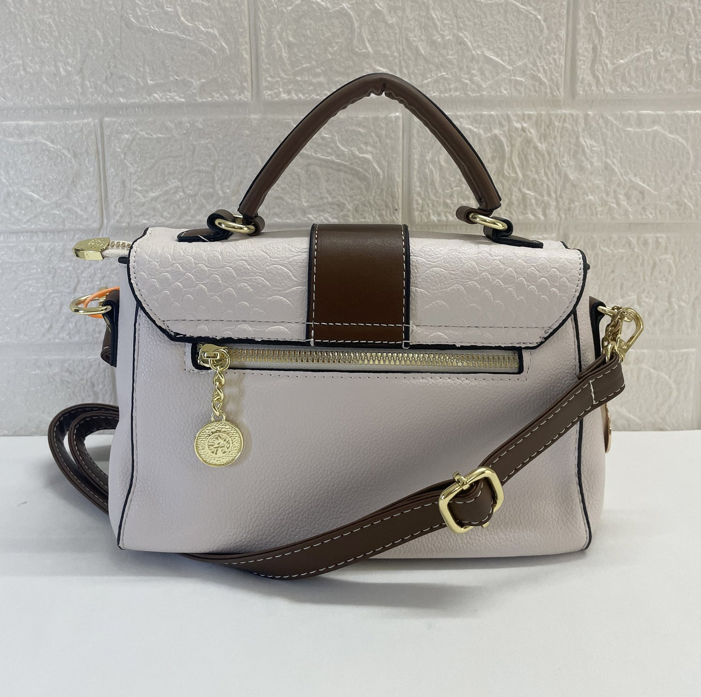 Elegant Python Textured White Sling Bag