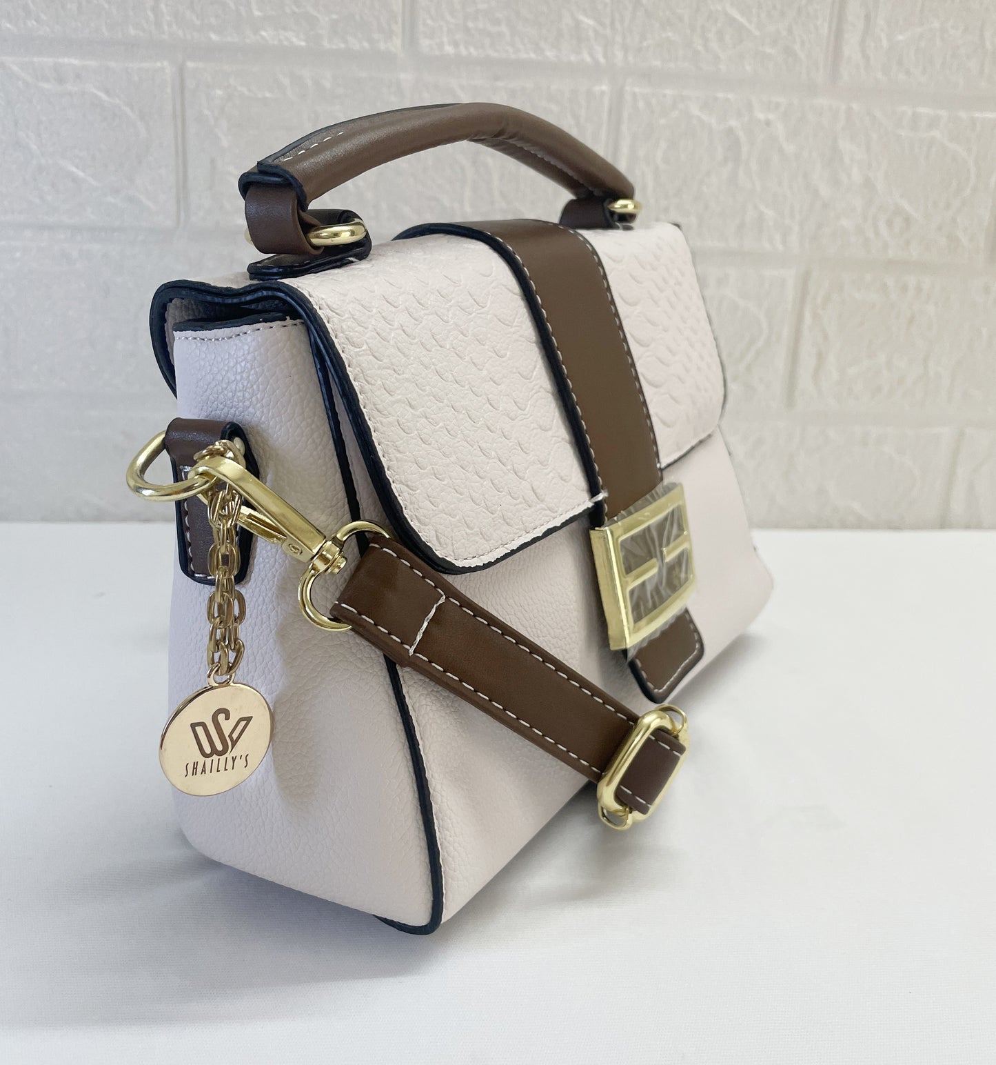 Elegant Python Textured White Sling Bag