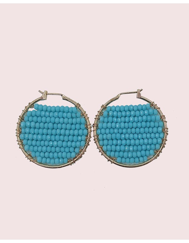 Beaded Earrings in Turquoise Blue (SW-SJ-21)
