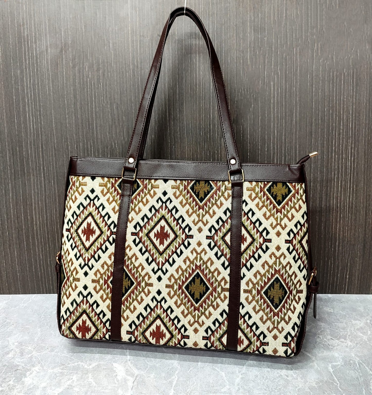 Multicolor Geometric-Print Bag