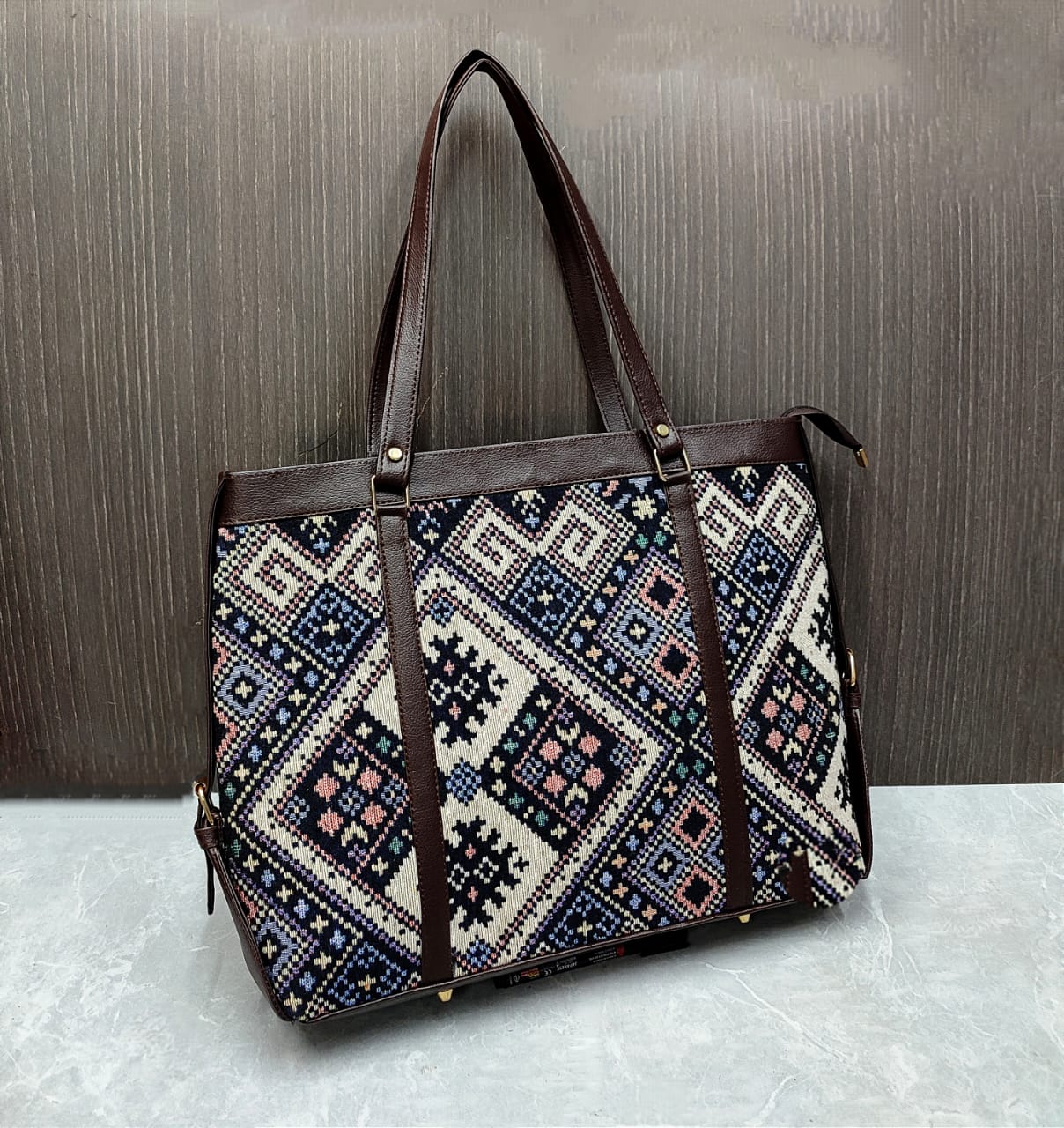 Multicolor Geometric-Print Bag