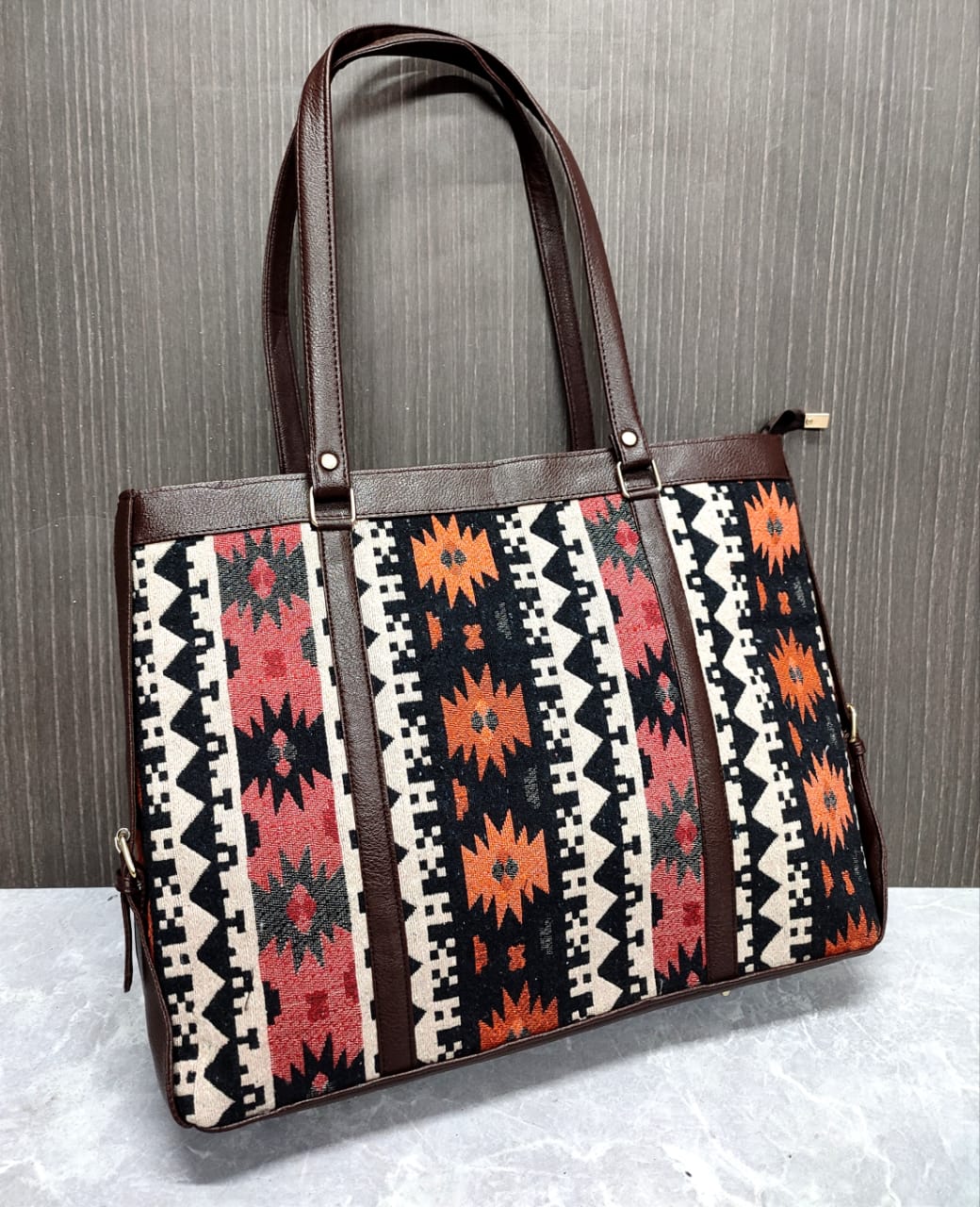 Multicolor Geometric-Print Bag