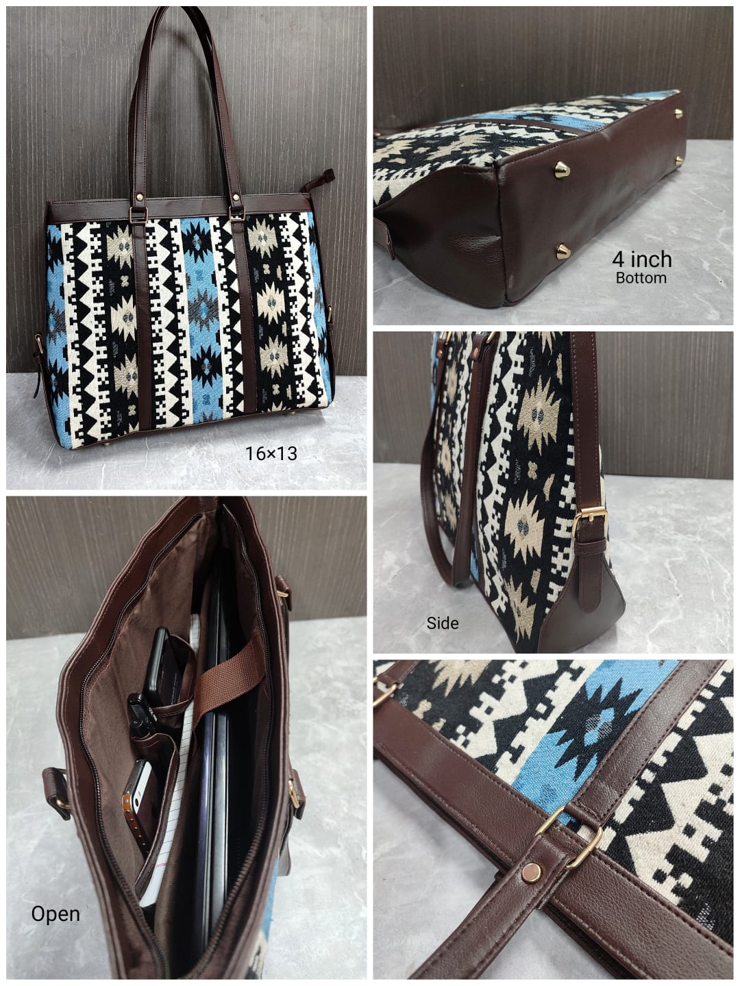 Jacquard Executive Tote-cum-Laptop Bag