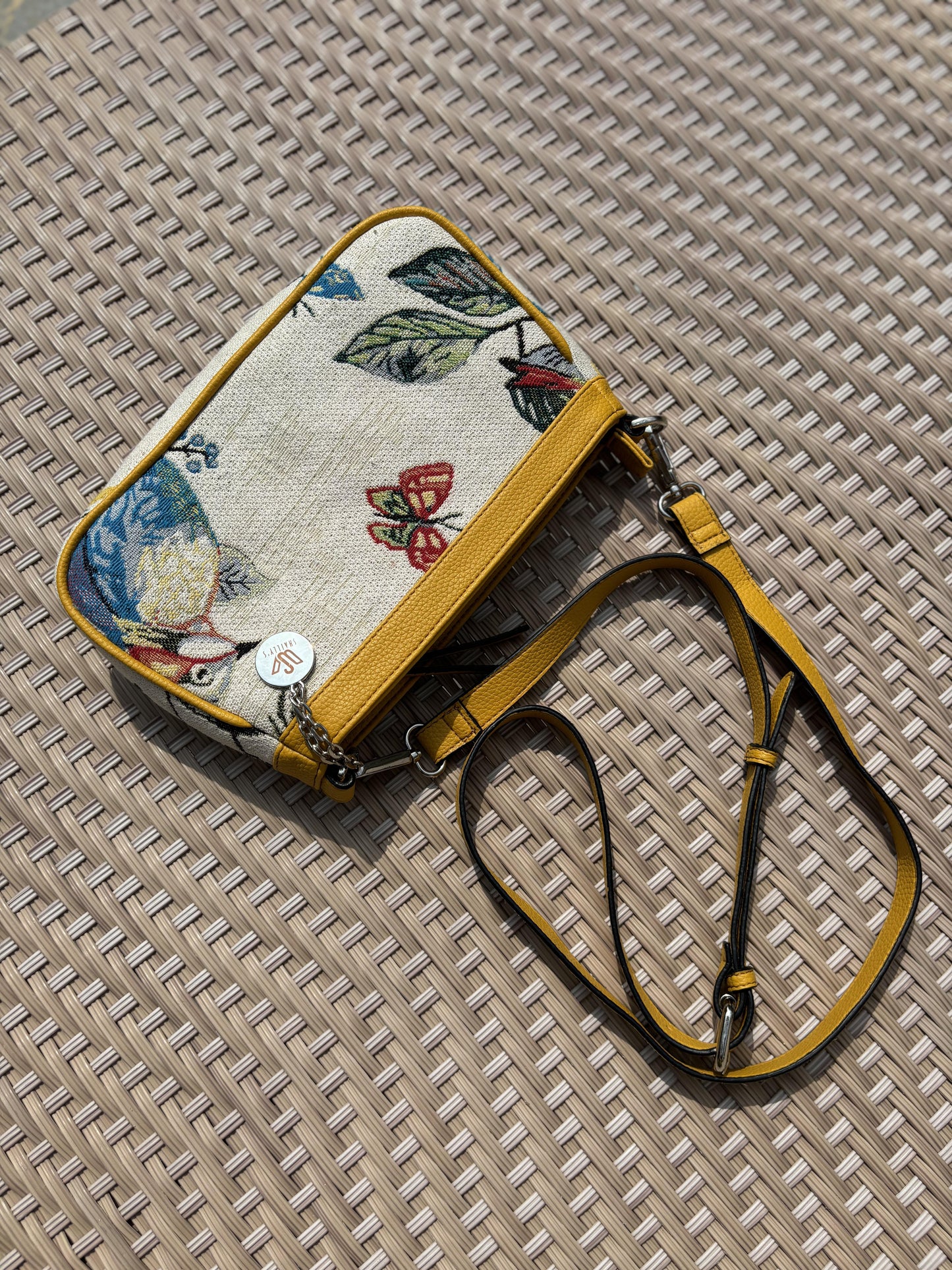 Cuckoo Jacquard Yellow Sling Bag