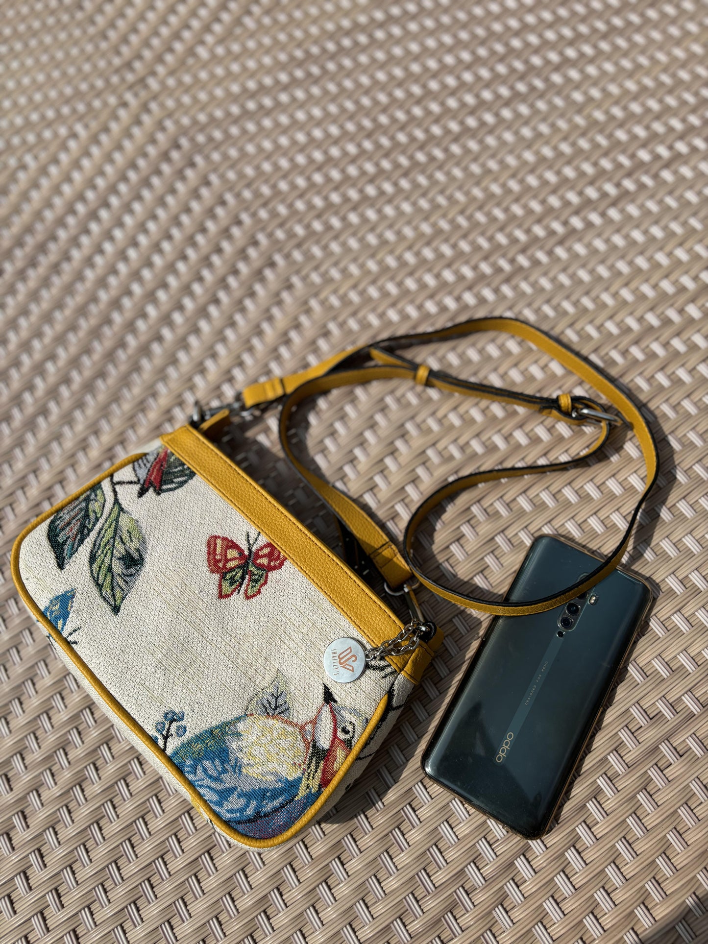 Cuckoo Jacquard Yellow Sling Bag
