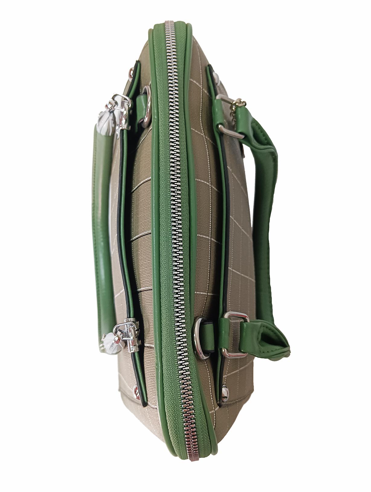Chic Olive Green Plaid Handbag Detachable Strap