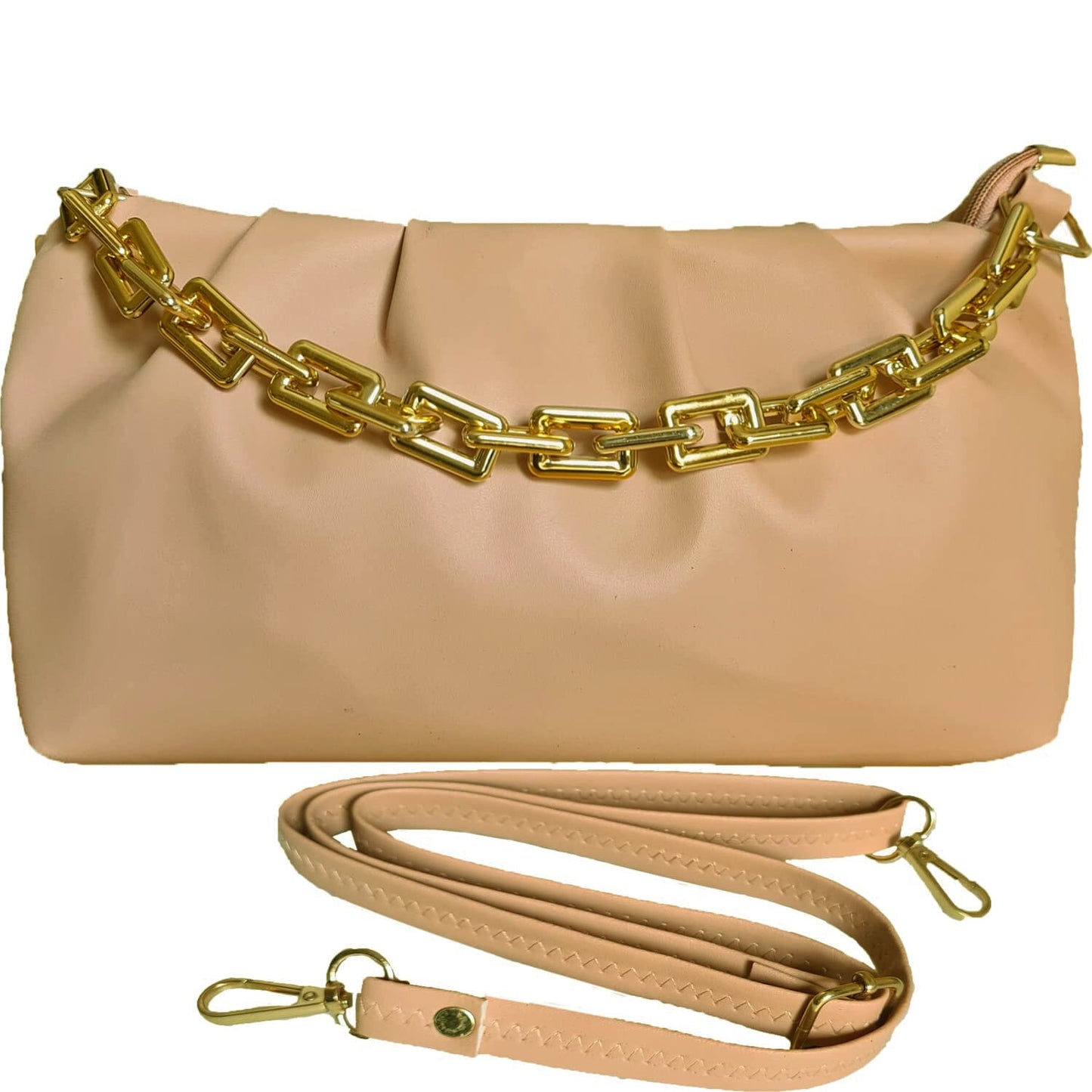 Handbag-cum-Sling Bag with gold chain detail