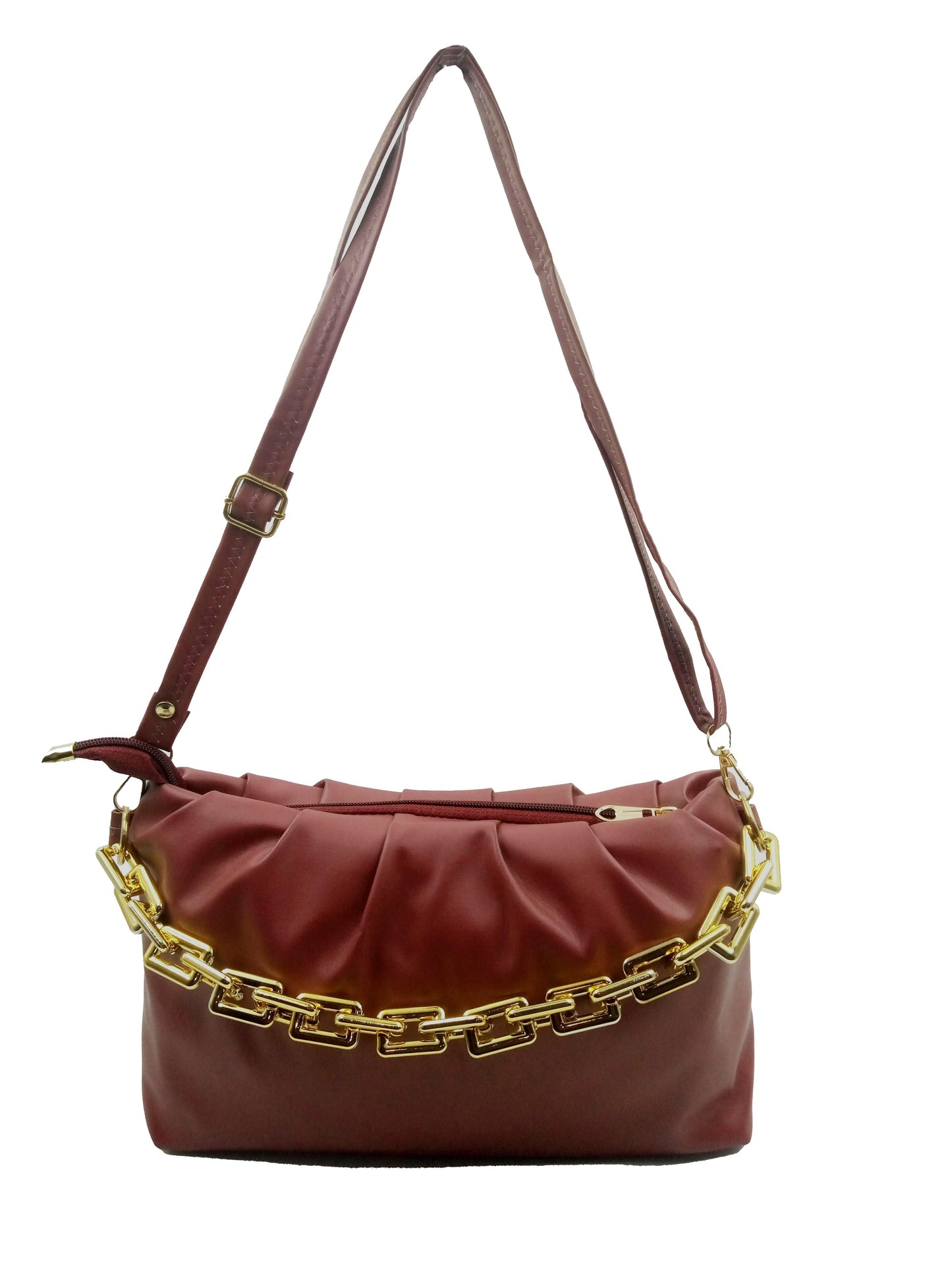 Handbag-cum-Sling Bag with gold chain detail