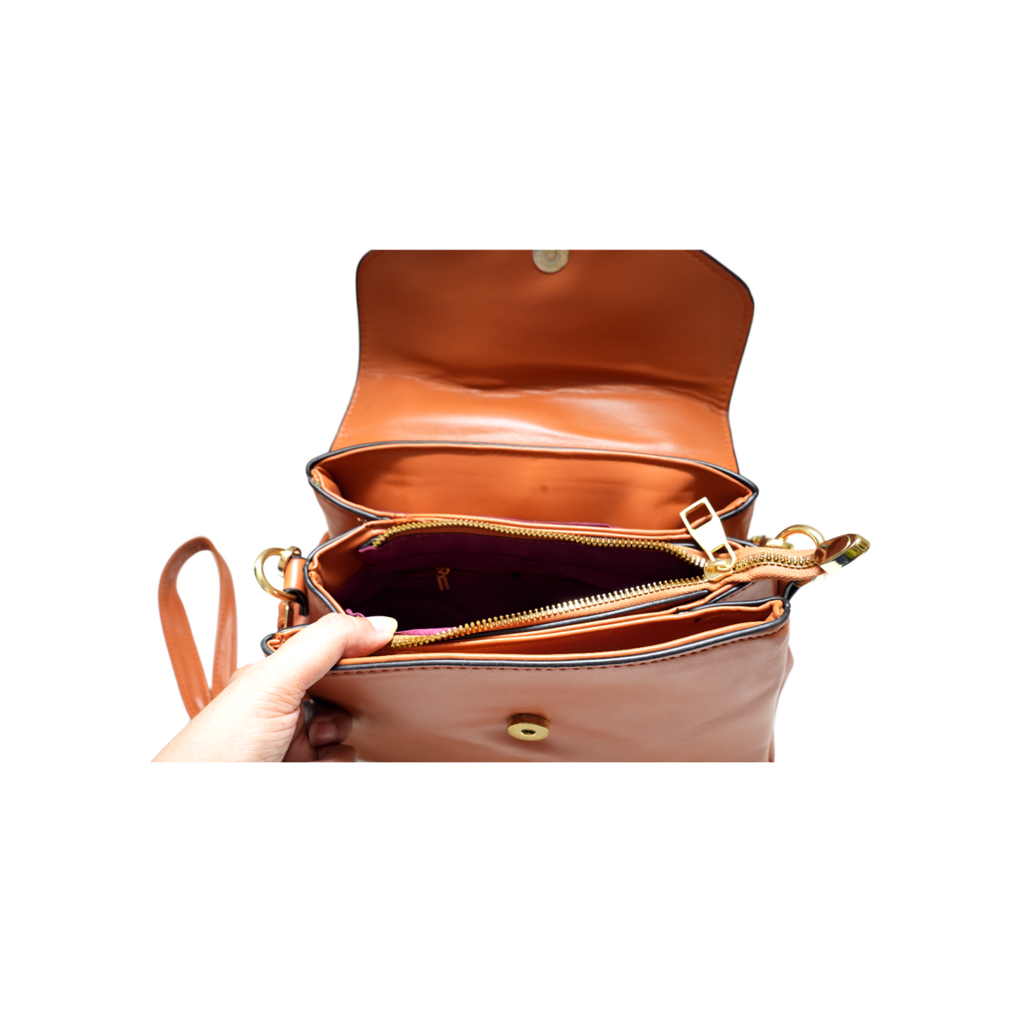 Handbag-cum-Sling Bag with Stylish H-Buckle