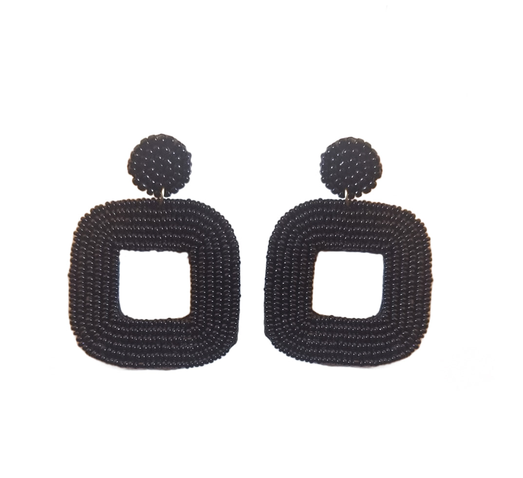 Midnight Square Beaded Earrings