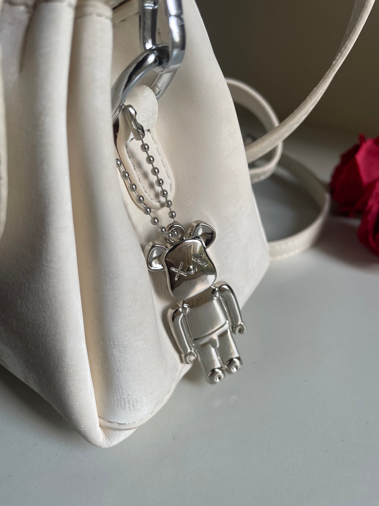Offwhite Textured Sling Bag with crystal stone charm