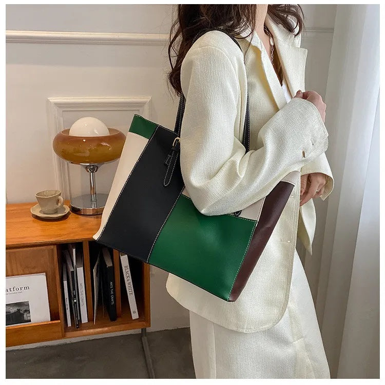 Colorblock Unlined Tote Bag