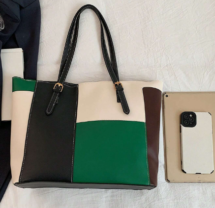 Colorblock Unlined Tote Bag
