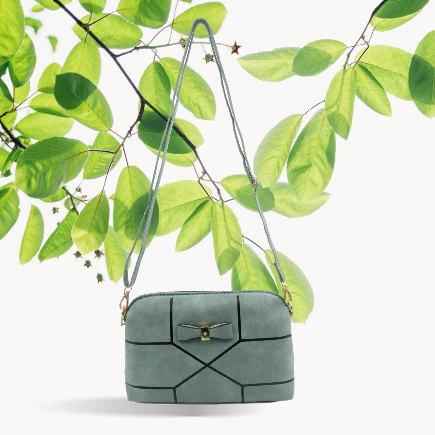 Bow & geometrical pattern printed crossbody bag