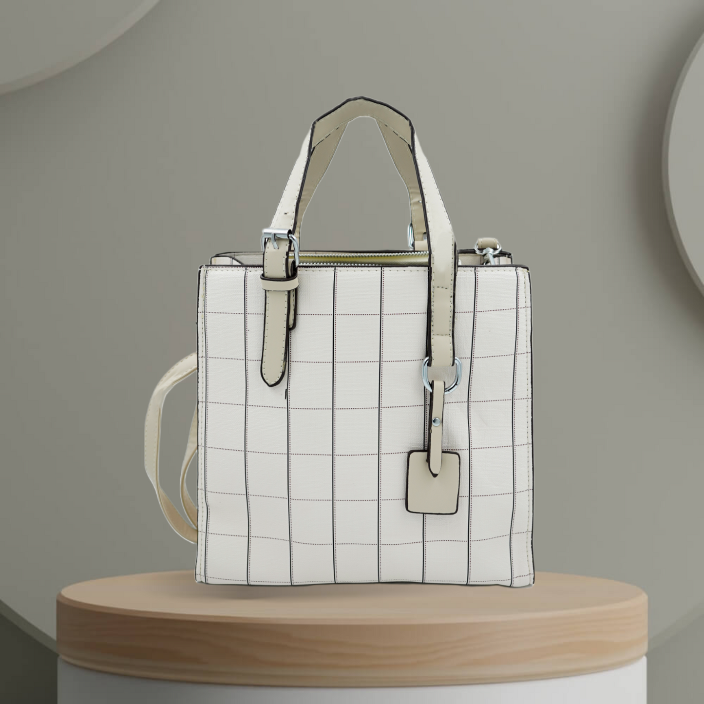 White Checkered Handbag