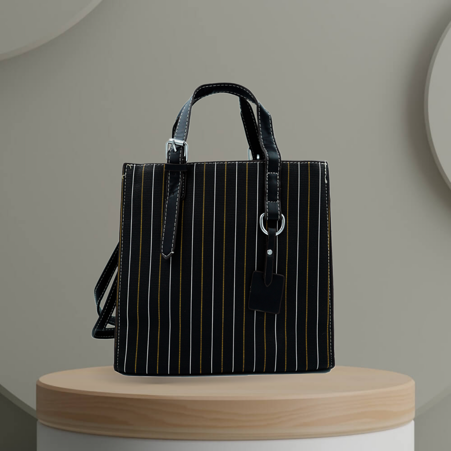 Black Striped Handbag