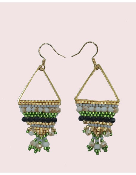 Handcrafted Triangle Drop Beaded Earrings (SW-SJ-53)