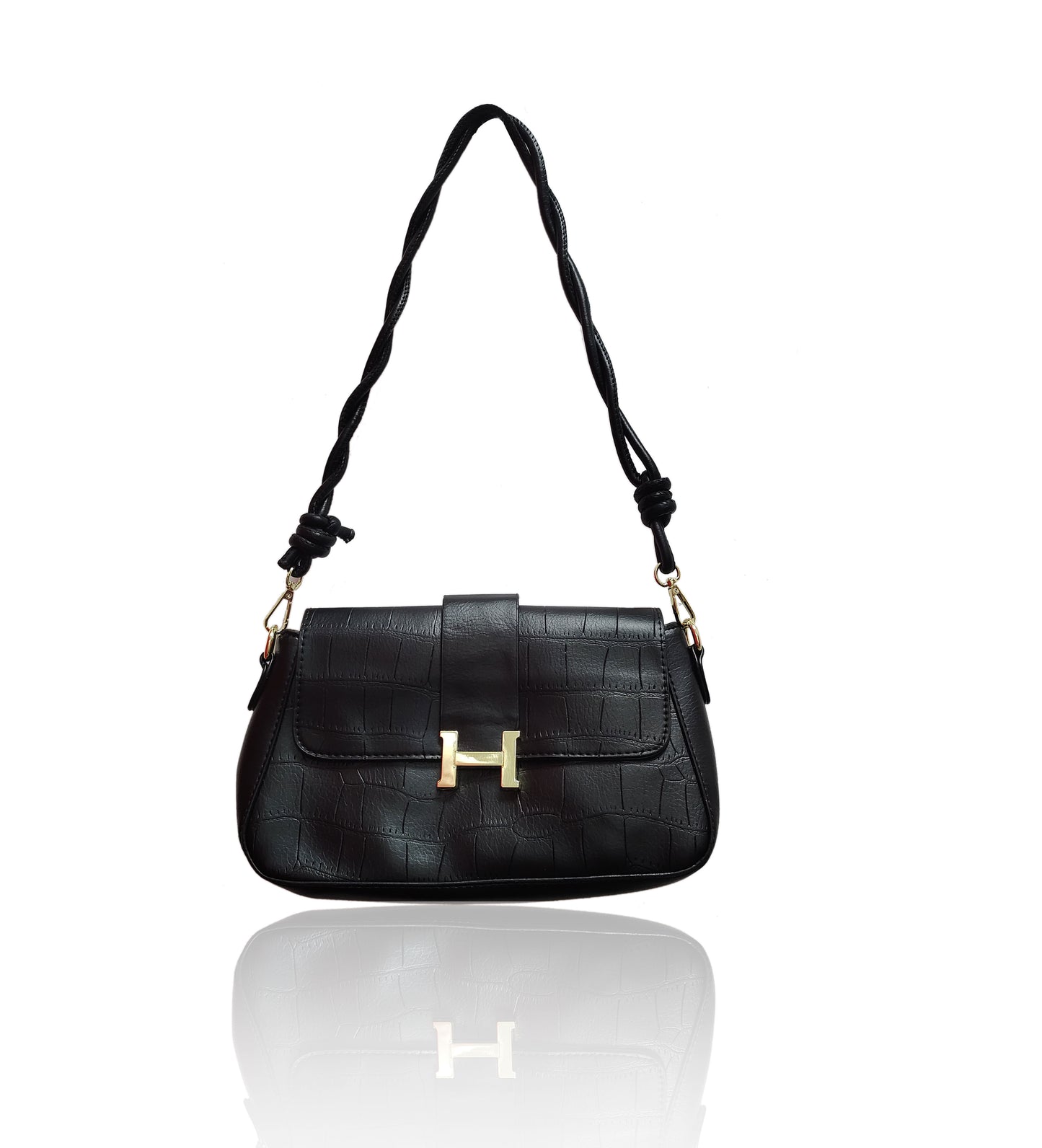 Classic Croco-Embossed Shoulder Bag cum Crossbody