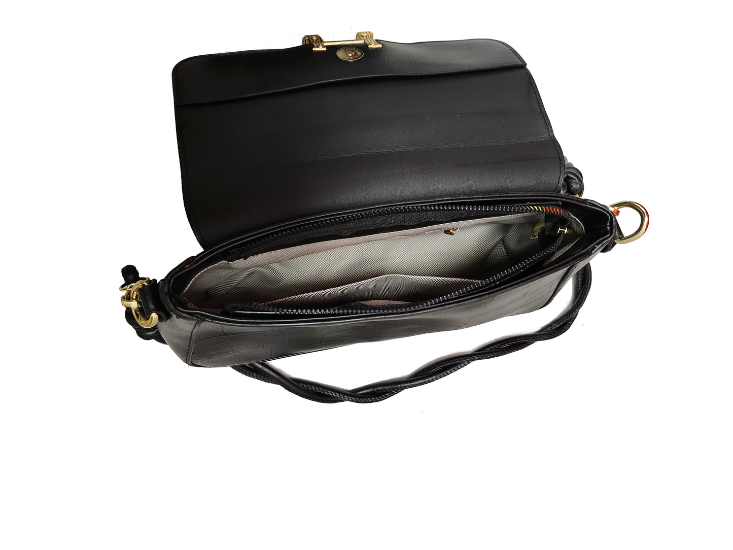 Classic Croco-Embossed Shoulder Bag cum Crossbody