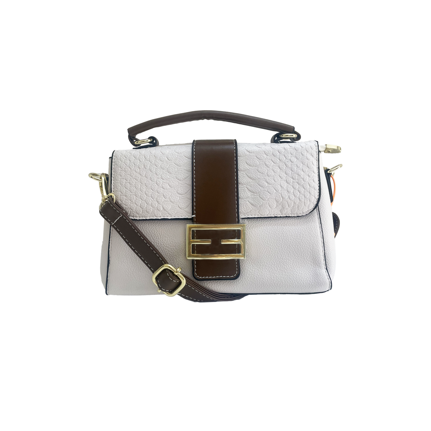 Elegant Python Textured White Sling Bag