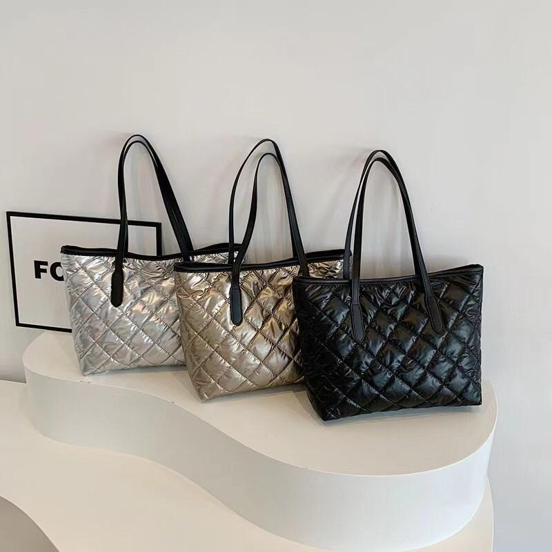 Women Quilted Puffy Tote Bag
