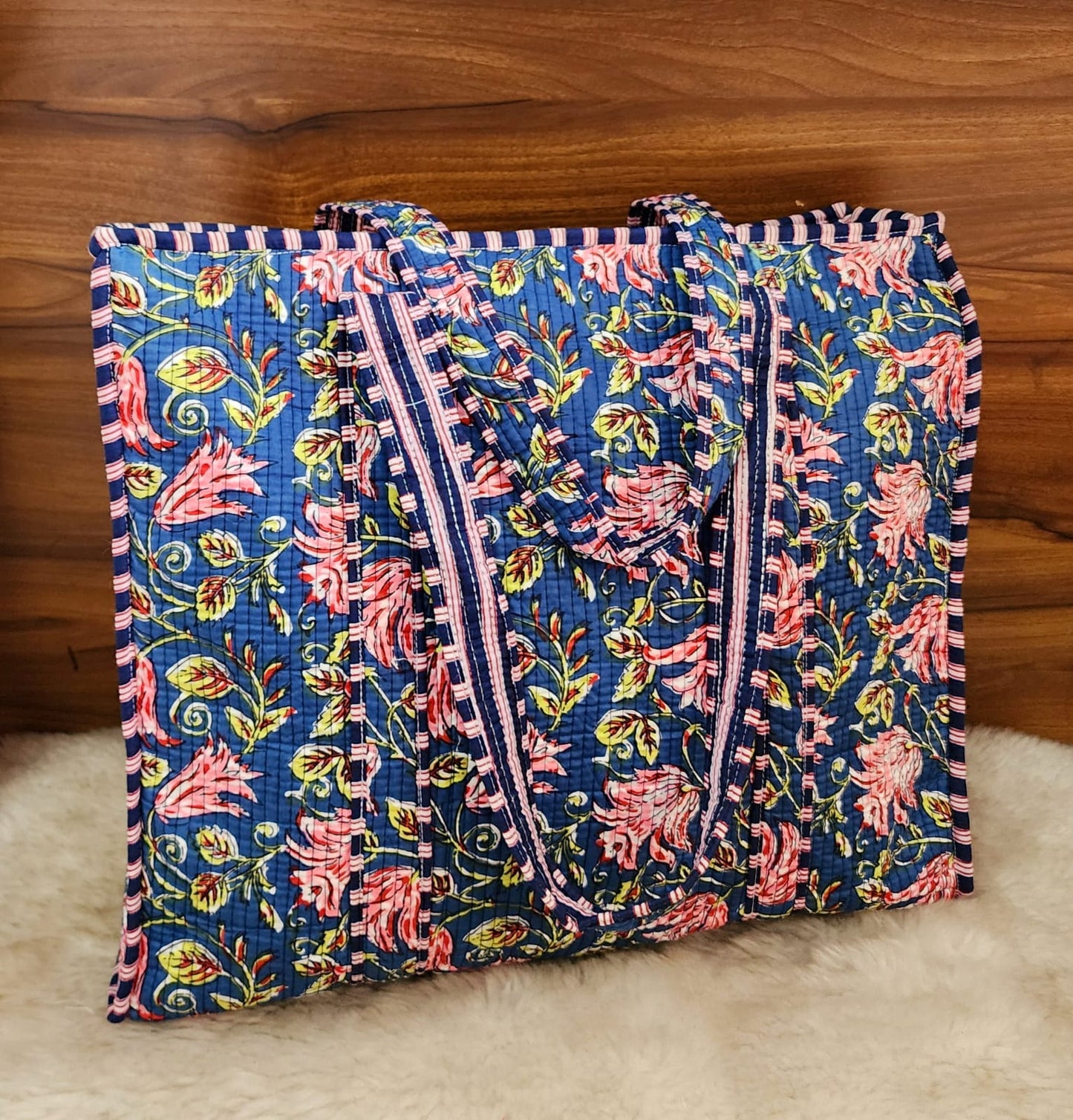 Blue-Multicolor Floral Shopperbag