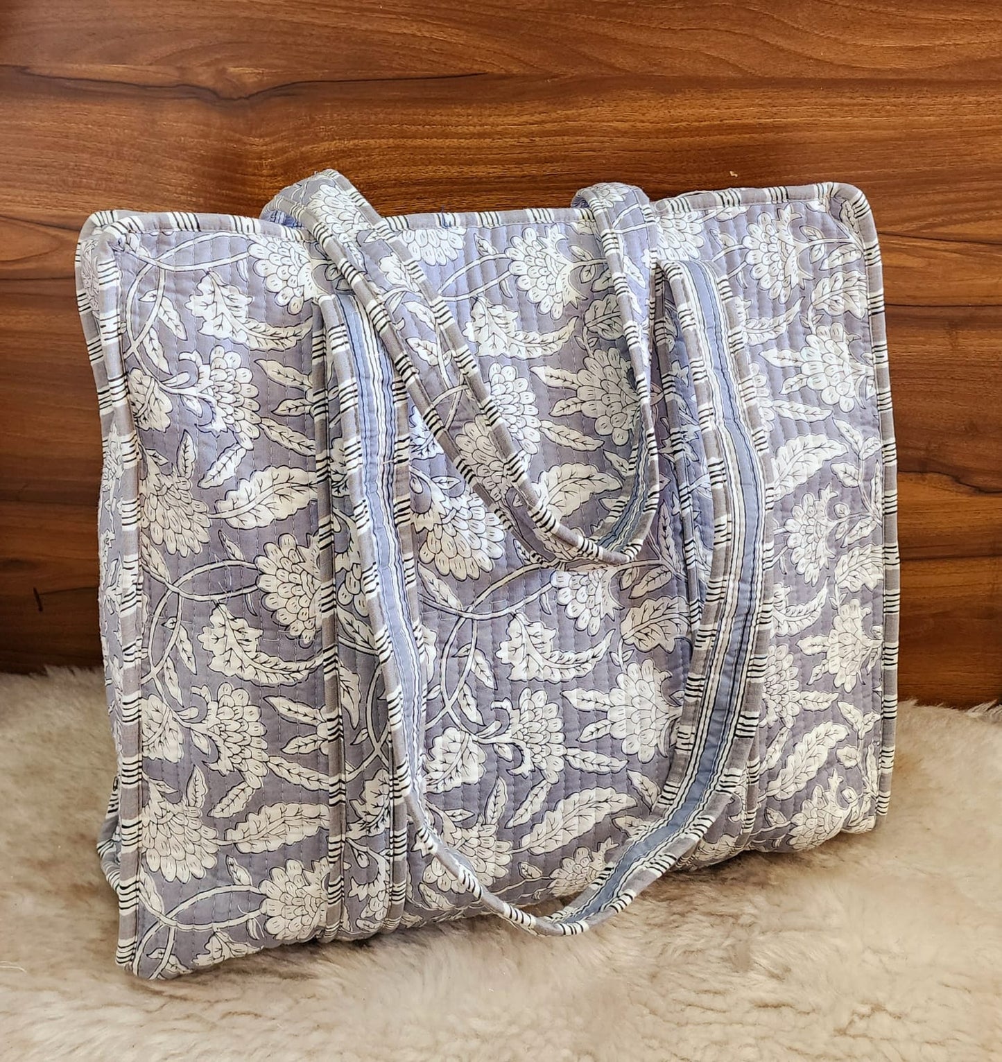 Grey Floral Shopperbag