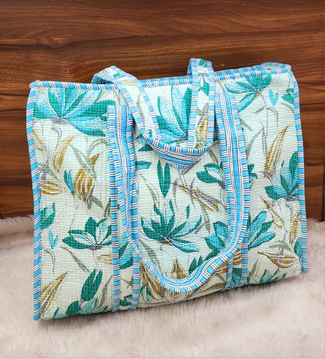Turquoise Floral Shopperbag