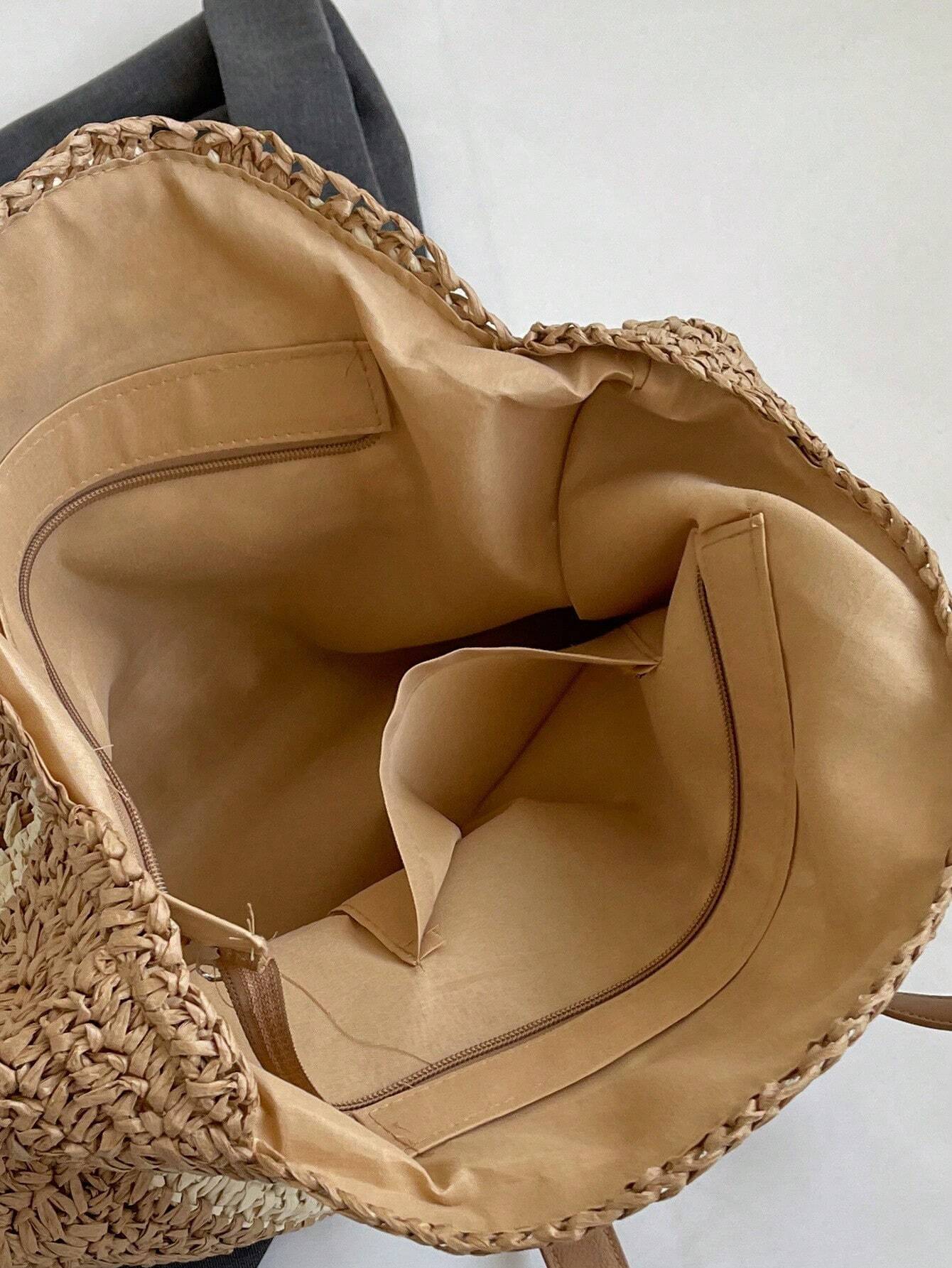Handmade Crochet raffia round beach/ summer boho travel tote bag