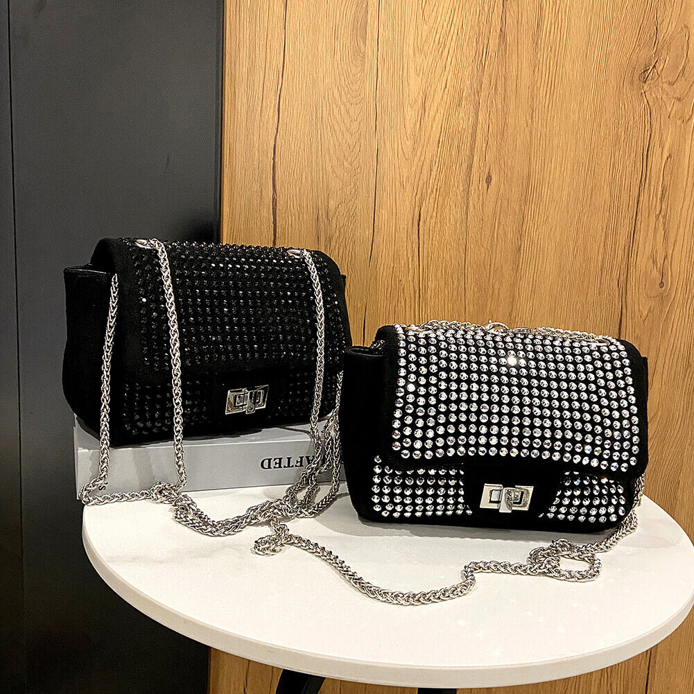 Handbag With Chain Elegant Black Studded Handbag with Chain Strap – Shailly's