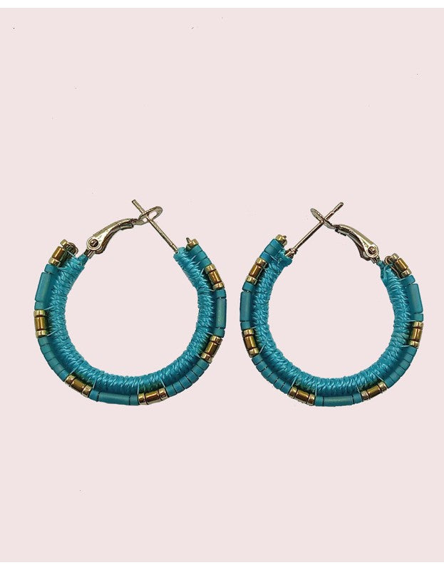 Handcrafted Hoop Earrings in Turquoise Blue (SW-SJ-44)