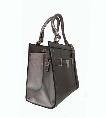 Silver Metallic Satchel Bag with adjustable strap