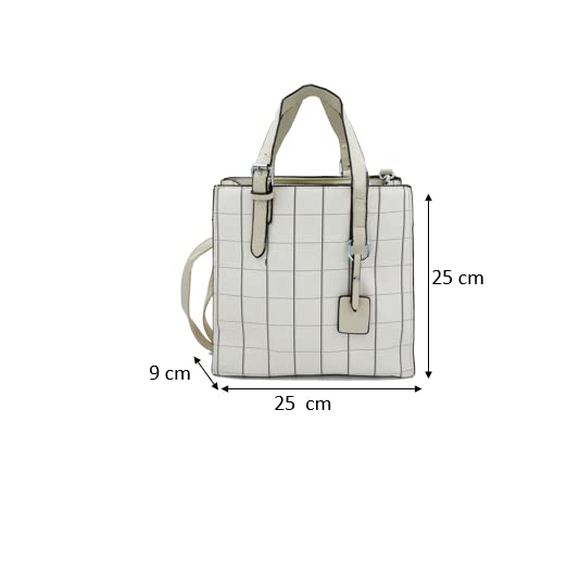 Textured-Checkered or Striped Handbag with crossbody strap