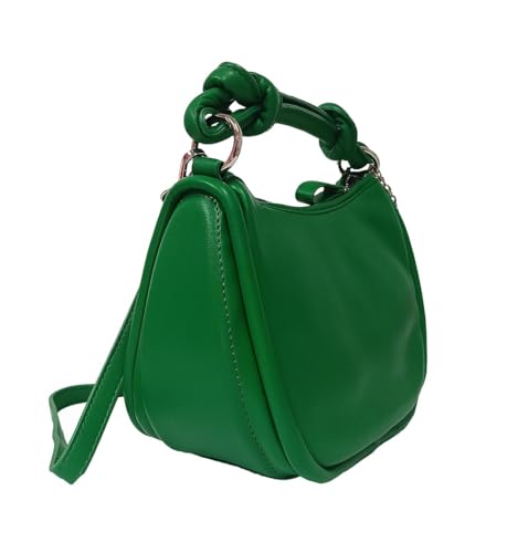 Green Color Minimalist Satchel cum sling Bag with knotted handle