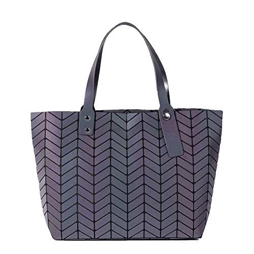 Luminous Geometric Pattern Tote Bag- Zigzag Design