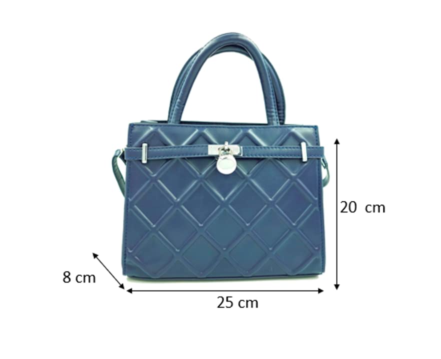 Chic Navy Quilted Handbag with Elegant Lock Charm