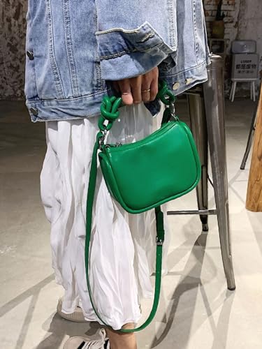 Green Color Minimalist Satchel cum sling Bag with knotted handle