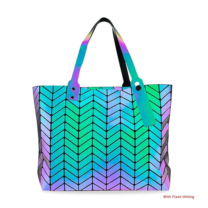 Luminous Geometric Pattern Tote Bag- Zigzag Design