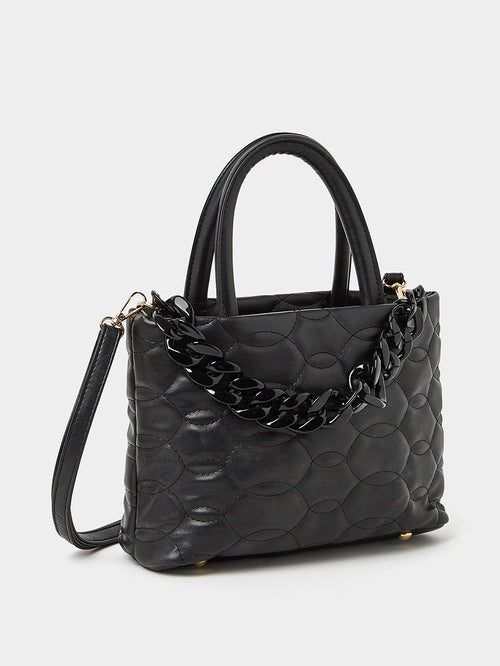 Vibrant Quilted Handbag with Chain Detail