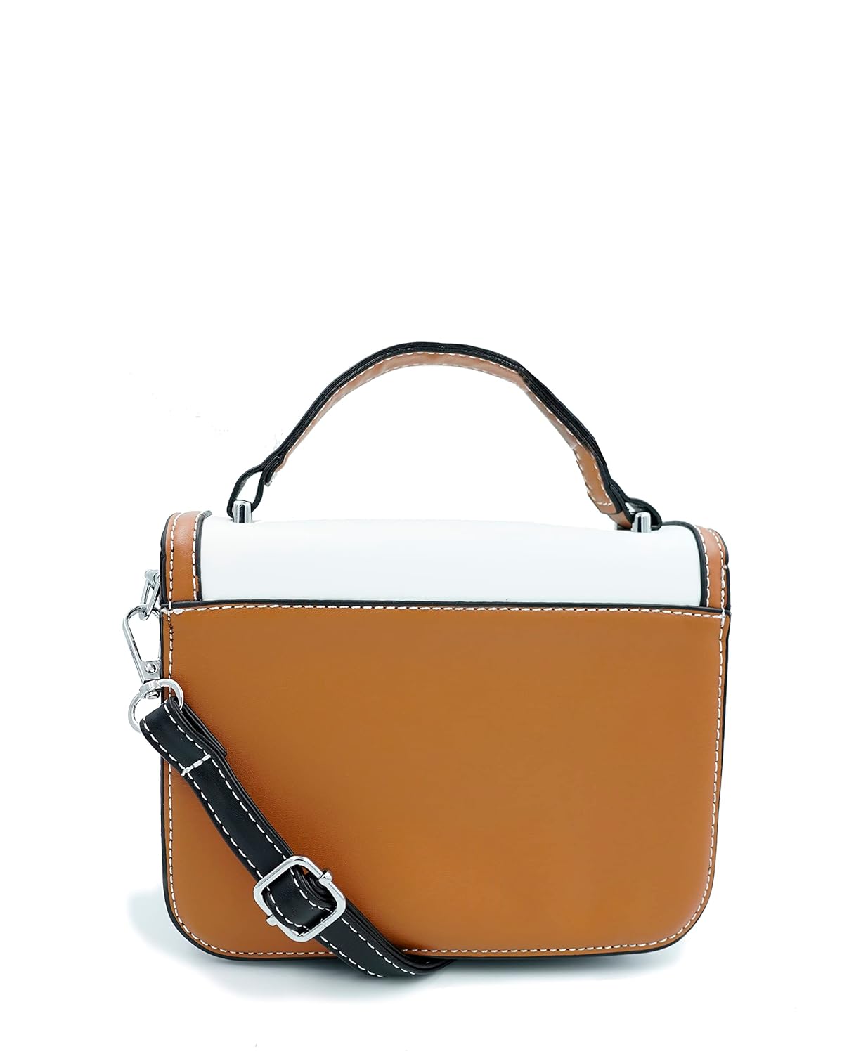 Contrast color Satchel cum Sling Bag with detachable adjustable strap