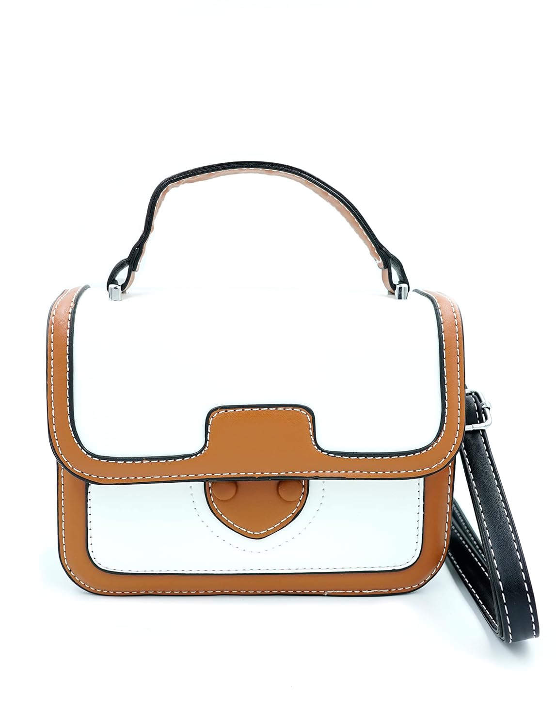 Contrast color Satchel cum Sling Bag with detachable adjustable strap